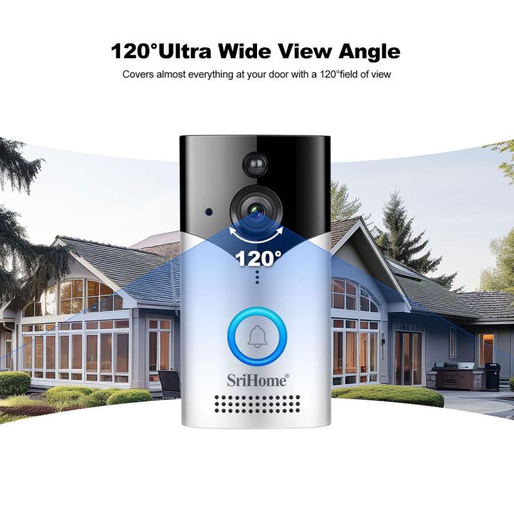 SriHome DH051+DH002 4MP HD Smart WiFi Video PIR Visual Doorbell Set