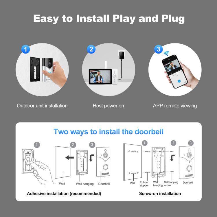SriHome DH051+DH002 4MP HD Smart WiFi Video PIR Visual Doorbell Set