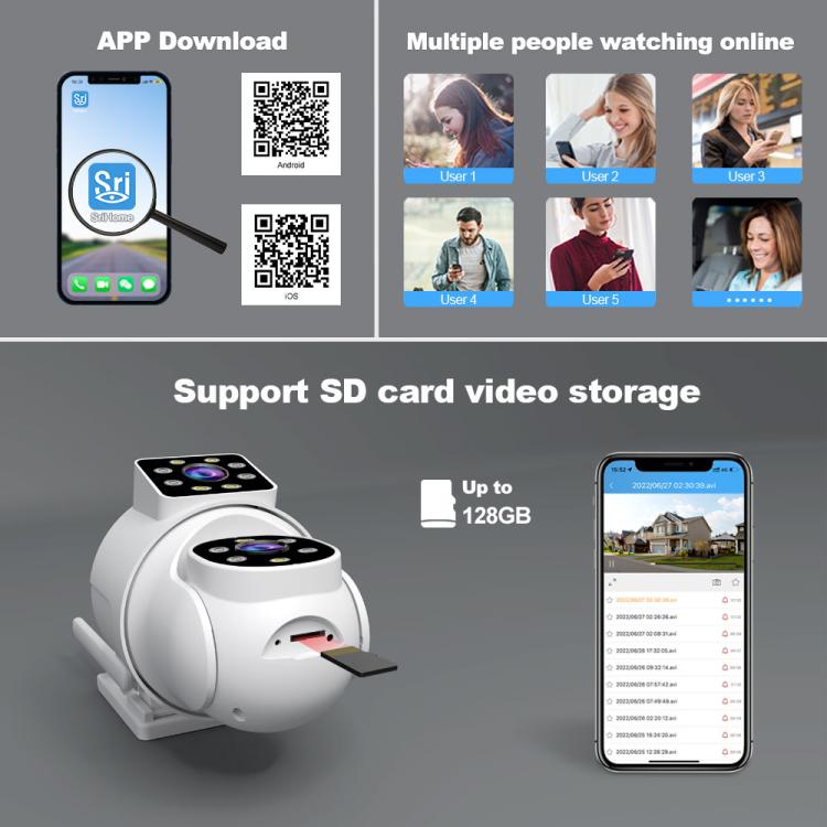 Srihome SH063 4MP Dual Lens Panoramic Surveillance HD Camera