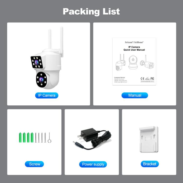 Srihome SH063 4MP Dual Lens Panoramic Surveillance HD Camera