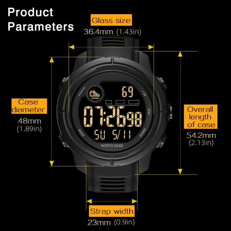 NORTH EDGE MARS 5 Outdoor Men Smart Sports Watch Support Heart Rate / Blood Oxygen Monitoring