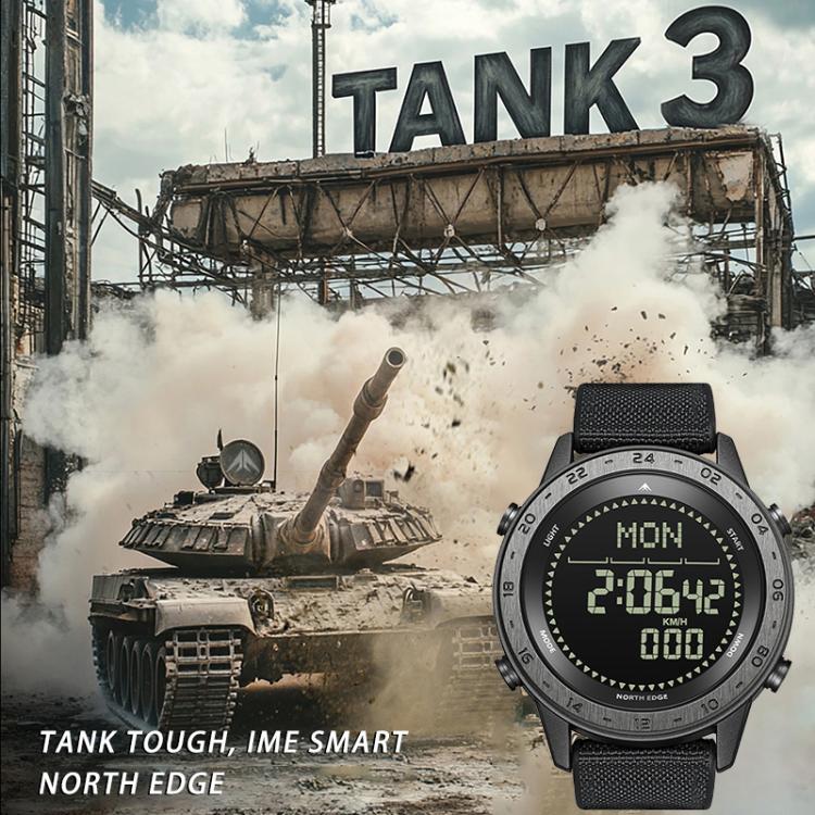 NORTH EDGE TANK 3 Outdoor Waterproof Men Sports Watch Support Pedometer and Compass