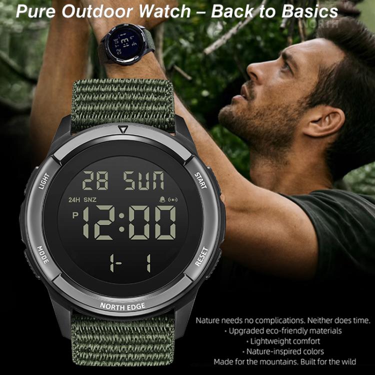NORTH EDGE TERRAX Outdoor Luminous Waterproof Men Multifunctional Nylon Strap Sports Watch