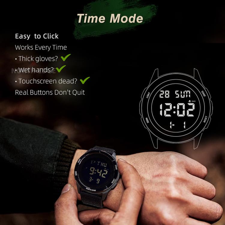 NORTH EDGE TERRAX Outdoor Luminous Waterproof Men Multifunctional Nylon Strap Sports Watch