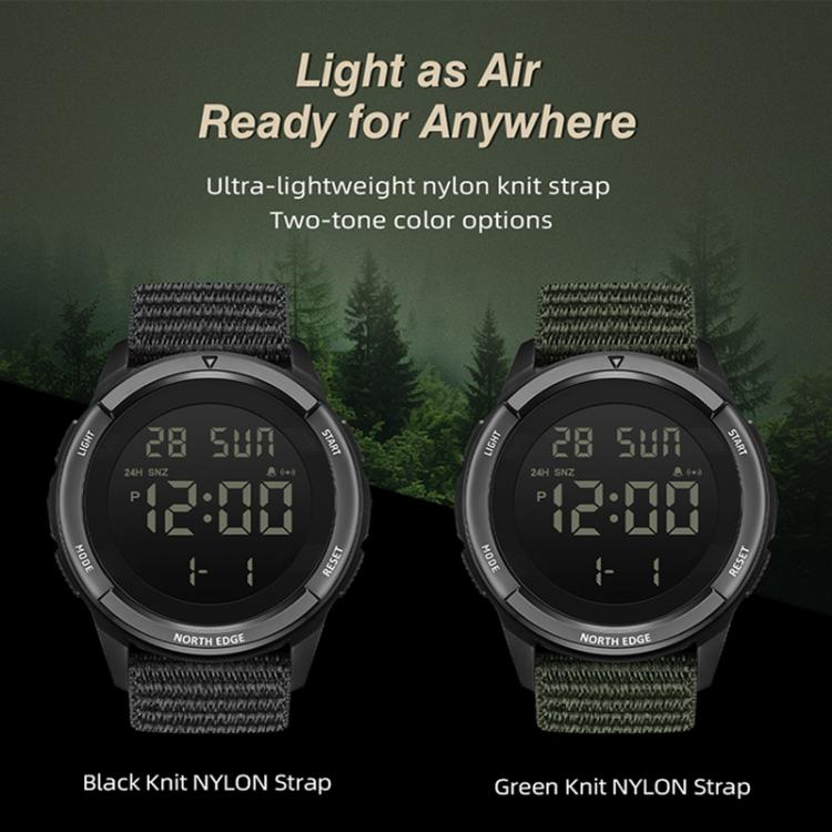 NORTH EDGE TERRAX Outdoor Luminous Waterproof Men Multifunctional Nylon Strap Sports Watch