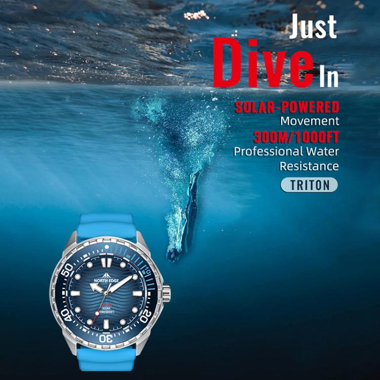 NORTH EDGE TRITON Outdoor Dive Men Solar Luminous Quartz Watch