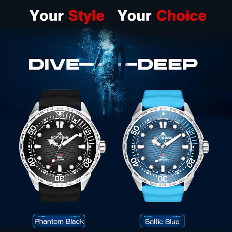 NORTH EDGE TRITON Outdoor Dive Men Solar Luminous Quartz Watch