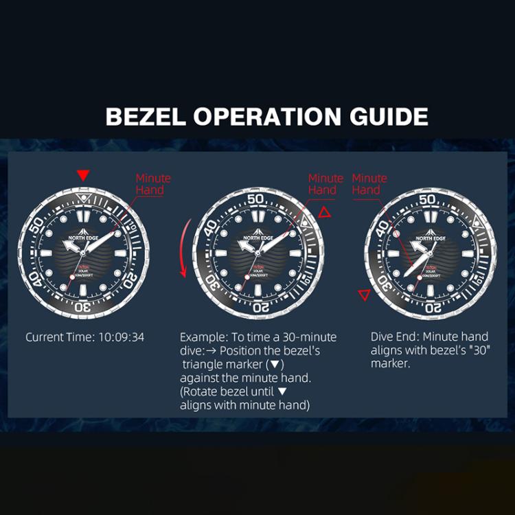 NORTH EDGE TRITON Outdoor Dive Men Solar Luminous Quartz Watch