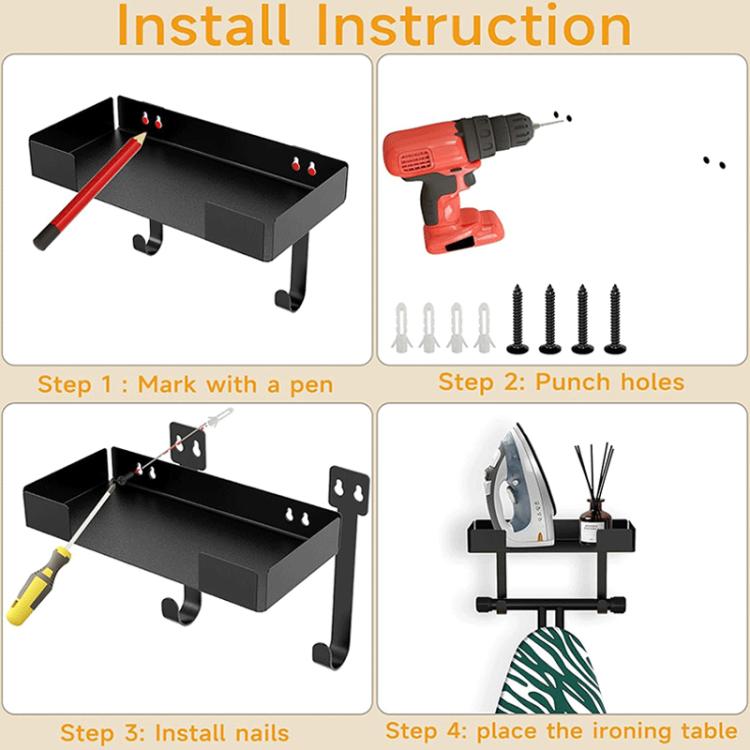 Heavy Duty Ironing Board Wall Mounted Bracket Multifunctional Storage Stand