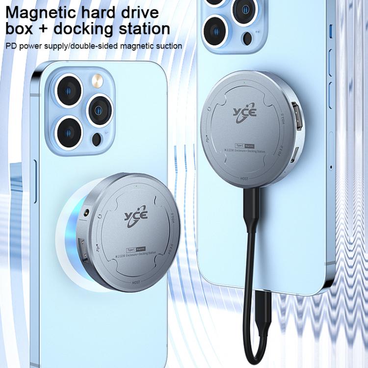 YCE-V195H USB-C / Type-C to PD3.0, HD2.0, USB3.2, 3.5mm, M.2 NVMe Magnetic Hard Drive Enclosure