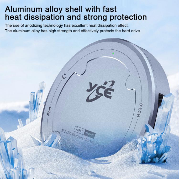 YCE-V195H USB-C / Type-C to PD3.0, HD2.0, USB3.2, 3.5mm, M.2 NVMe Magnetic Hard Drive Enclosure