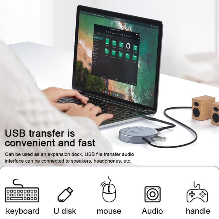 YCE-V195H USB-C / Type-C to PD3.0, HD2.0, USB3.2, 3.5mm, M.2 NVMe Magnetic Hard Drive Enclosure