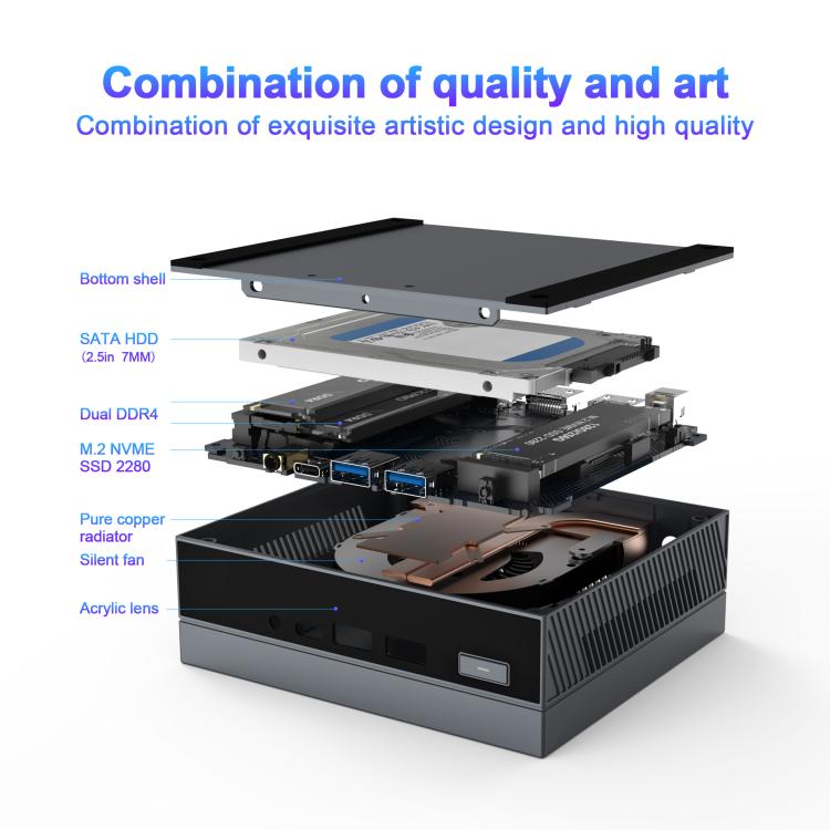 GXMO GX59 Windows 11 Mini PC, 16GB+512GB, Intel 12th Gen Celeron N5095 Quad-Core Processor