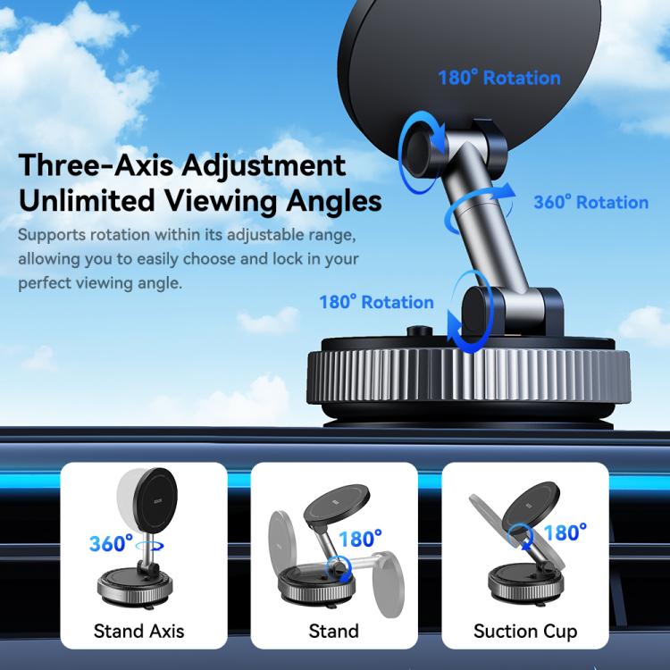 ROCK QS6 Upgraded Vacuum Suction Cup Magnetic Phone Car Holder
