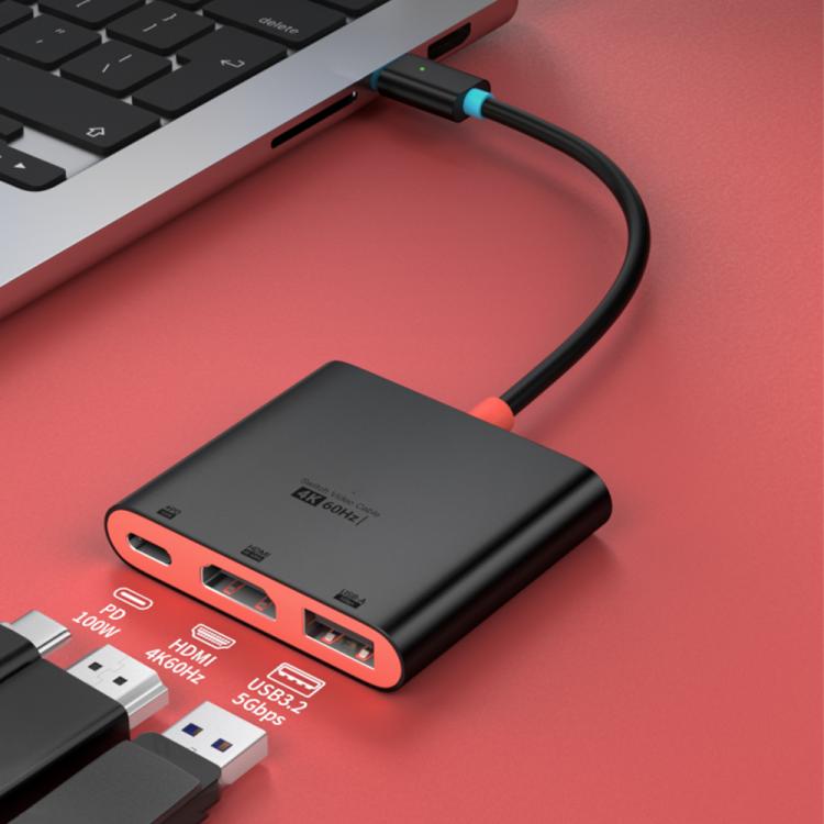 3 in 1 Type-C to HDMI + USB 3.0 + Type-C PD Charging Port Desktop Docking Station