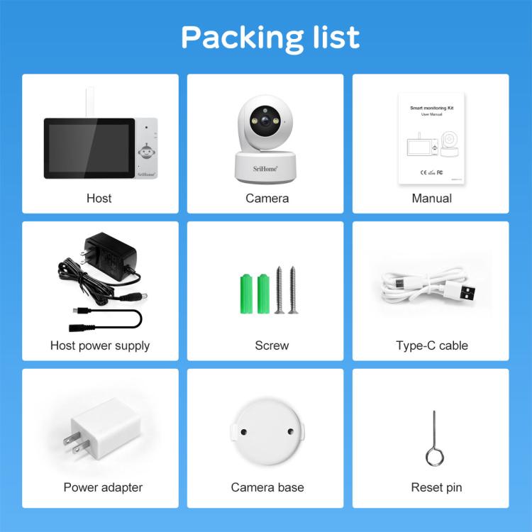 SriHome DH050-SH064 5 inch Baby Monitor Care Camera Kit