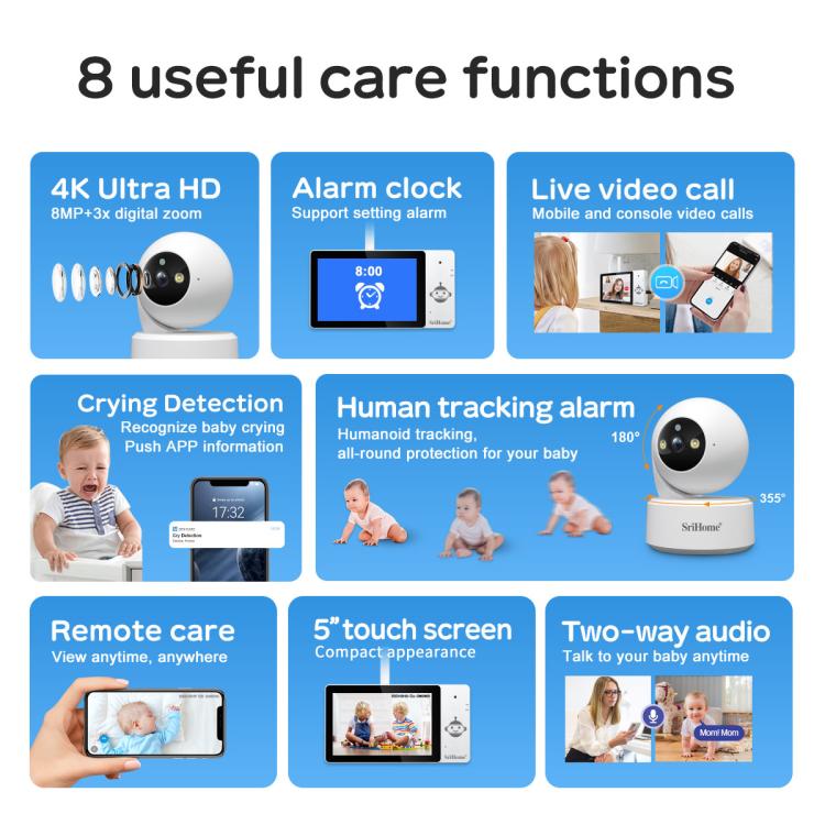 SriHome DH050-SH064 5 inch Baby Monitor Care Camera Kit