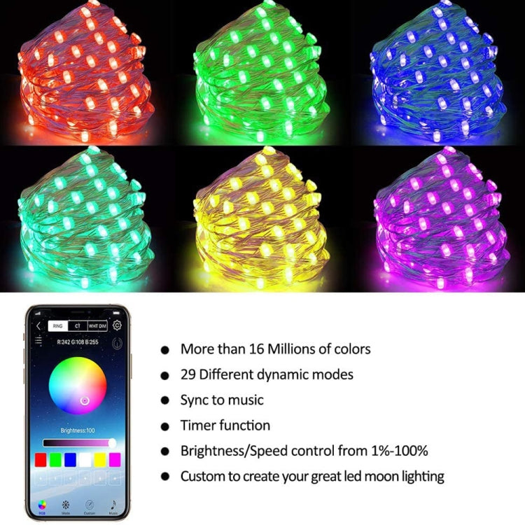 RGB USB  LED Copper Wire Light String Holiday Decoration Light String Bluetooth Mobile APP Control