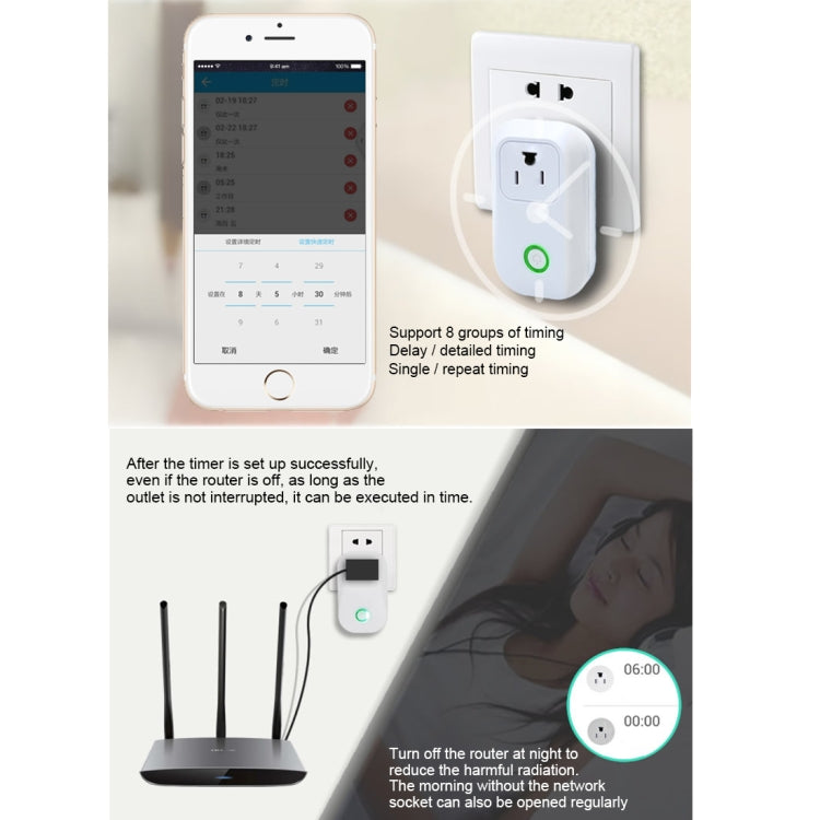 S20 WiFi Smart Power Plug Socket Wireless Remote Control Timer Power Switch, Compatible with Alexa and Google Home, Support iOS and Android, US Plug