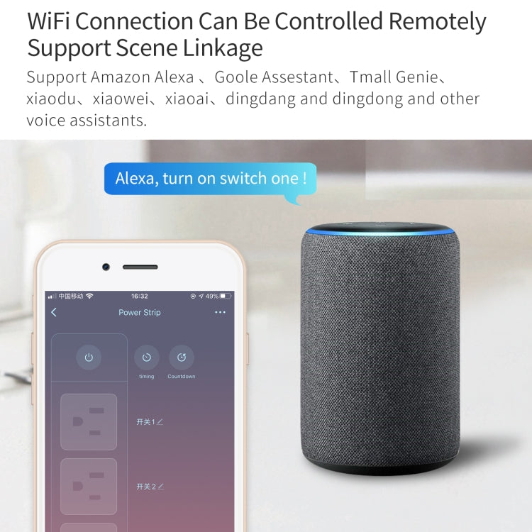 YPS11 Four Holes + 4 x USB Multi-purpose WiFi Smart Power Strip, US Plug