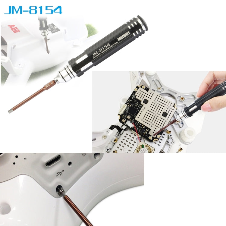 JAKEMY JM-8154 6 in 1 Model Screwdriver Set with 65mm S-2 Precision Bits(Cross 3.0, Hexagon H1.5 & H2.0 & H2.5 & H3.0)