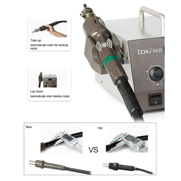 BAKU BA-942E 220V Digital Display Adjustable Temperature Hot Air Gun Desoldering Station Set, EU Plug