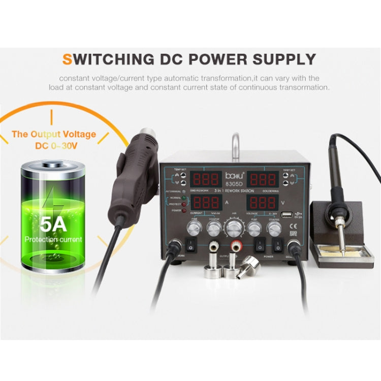 BAKU ba-8305D 220V 3 in 1 4 Digital Display Hot Air Gun Set, EU Plug