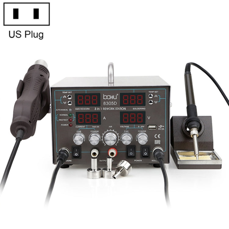BAKU ba-8305D 110V 3 in 1 4 Digital Display Hot Air Gun Set, US Plug