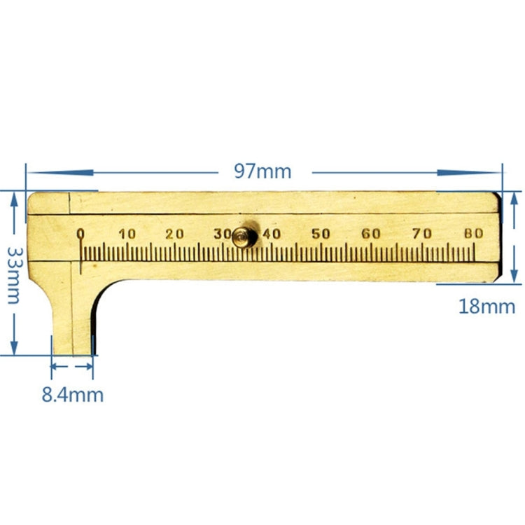 Portable Mini Brass Sliding 80mm Gauge Vernier Bead Jewelry Measuring Caliper