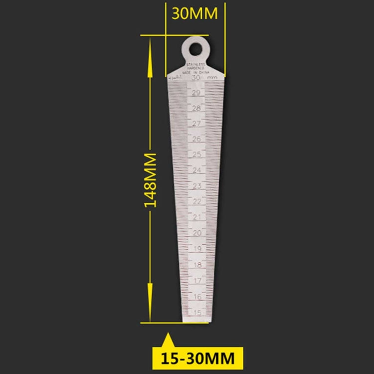 Wedge Feeler Gap 15-30mm Stainless Steel Ruler Inspection Taper Gauge Metric Measure Tool
