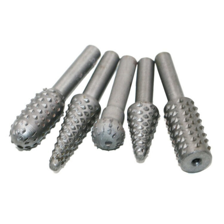 5 PCS/Set Woodworking Wood Carving 6mm Shank Rotating Embossed Grinding Head File Rasp Drill Bits