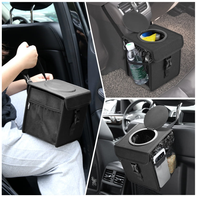 FUNADD Portable Folding Car Back Seat Hook Garbage Can Car Storage Box
