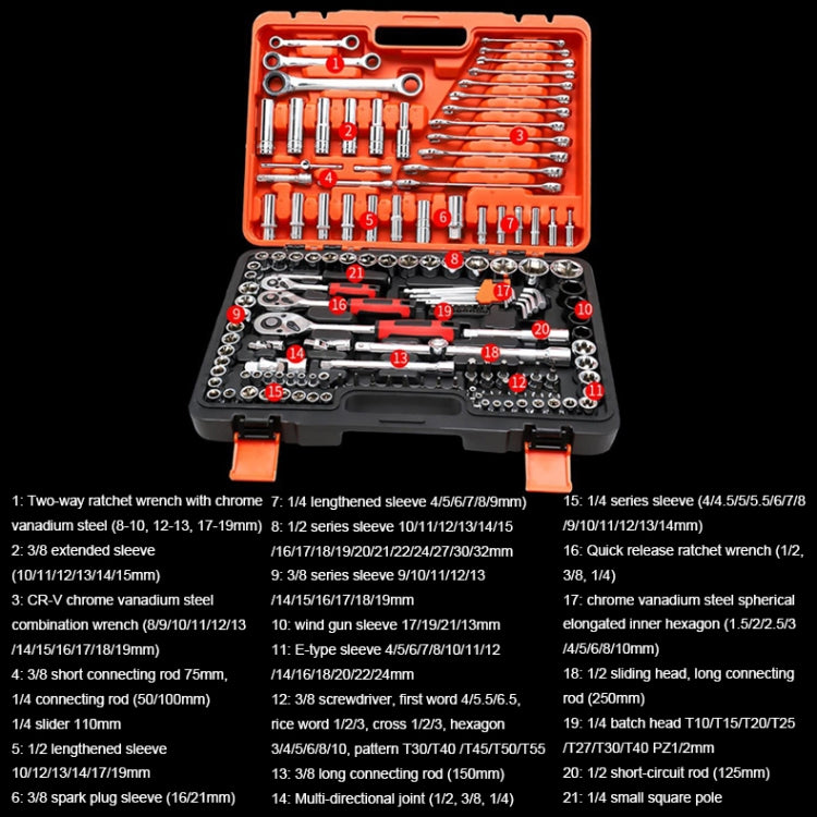 150 In 1 Multi-function Car Repair Combination Toolbox Ratchet Wrench Set