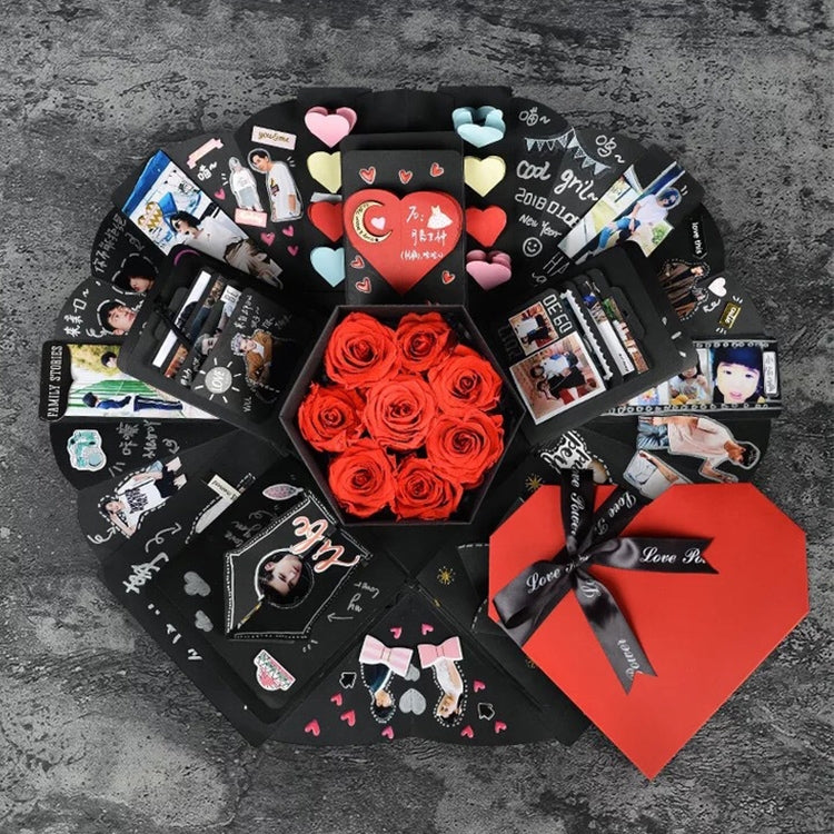 Heart Shape DIY Handmade Photo Album Surprise Explosion Bouncing Gift Box