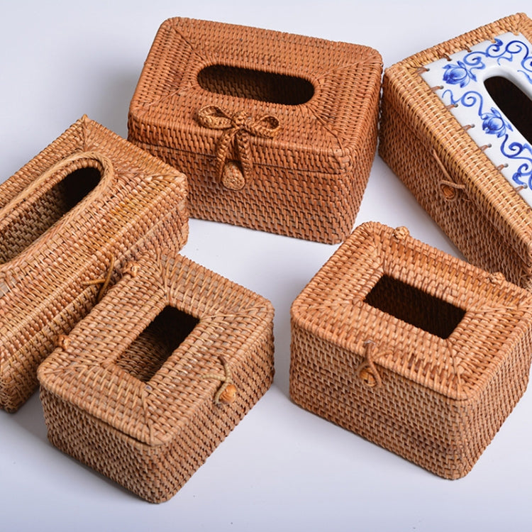 ZJH01 Ceramics Restaurant Desktop Rattan Braided Tissue Storage Box Case