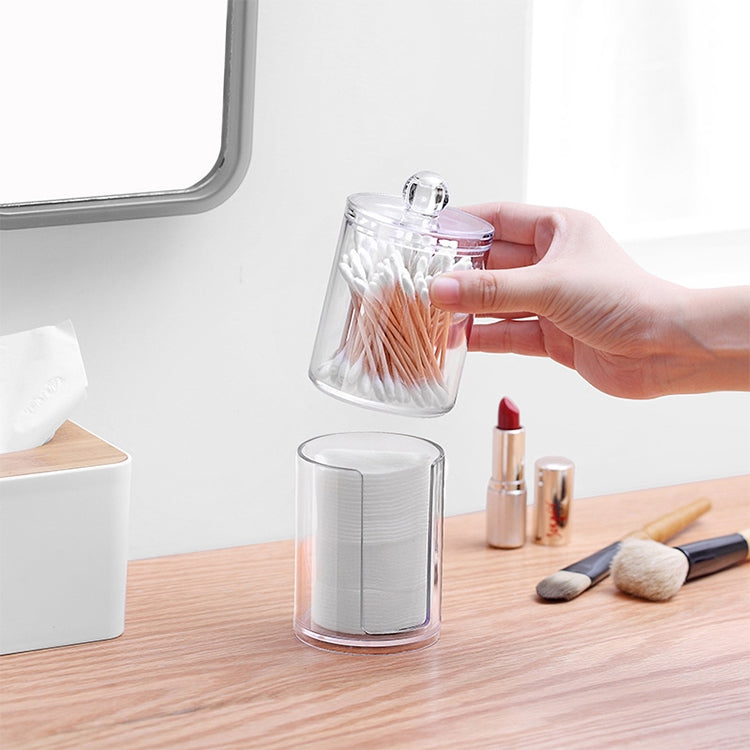 Transparent Heightened Round Plastic Cosmetic Box Cotton Pads Storage Box