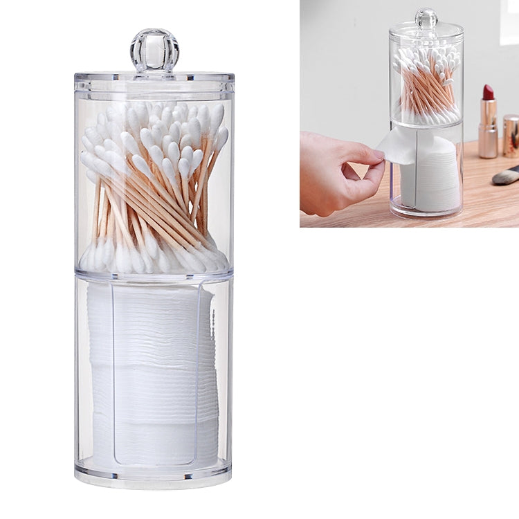Transparent Round Plastic Cosmetic Box Cotton Swab Cotton Pads Combined Storage Box