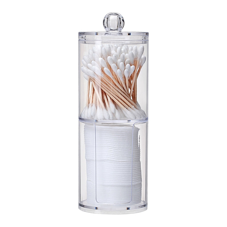 Transparent Round Plastic Cosmetic Box Cotton Swab Cotton Pads Combined Storage Box