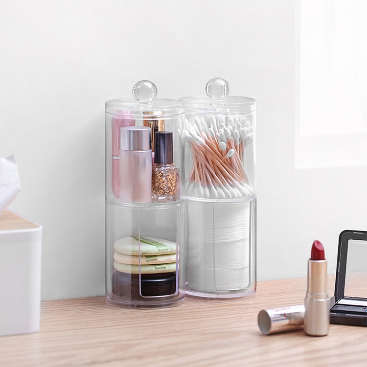 Transparent Round Plastic Cosmetic Box Cotton Pads Storage Box