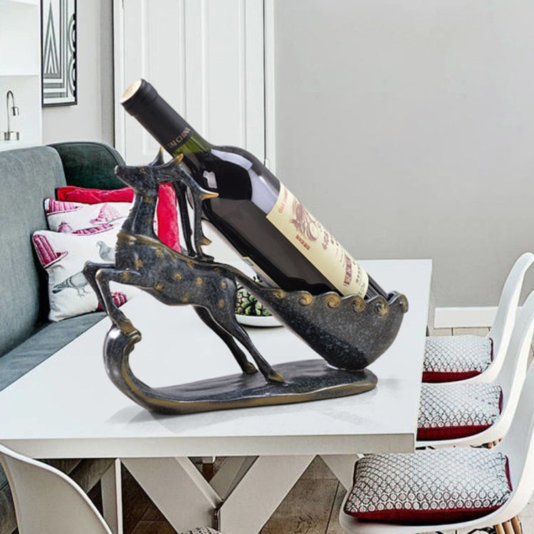 Creative Sika Deer Shape Wine Shelf Drain Rack Bottle Holder Living Room Ornaments Gift