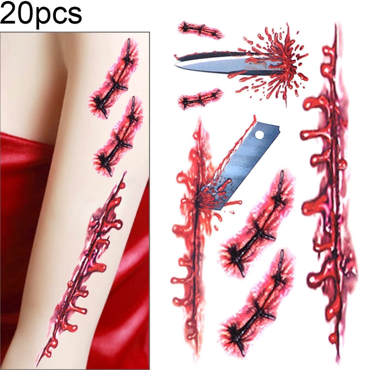 S-045 Halloween Terror Wound Realistic Blood Injury Scar Temporary Tattoo Sticker