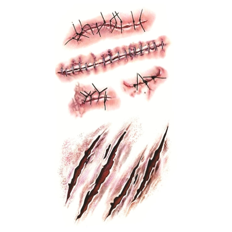 20pcs S-165 Halloween Terror Wound Realistic Scratches Injury Scar Temporary Tattoo Sticker