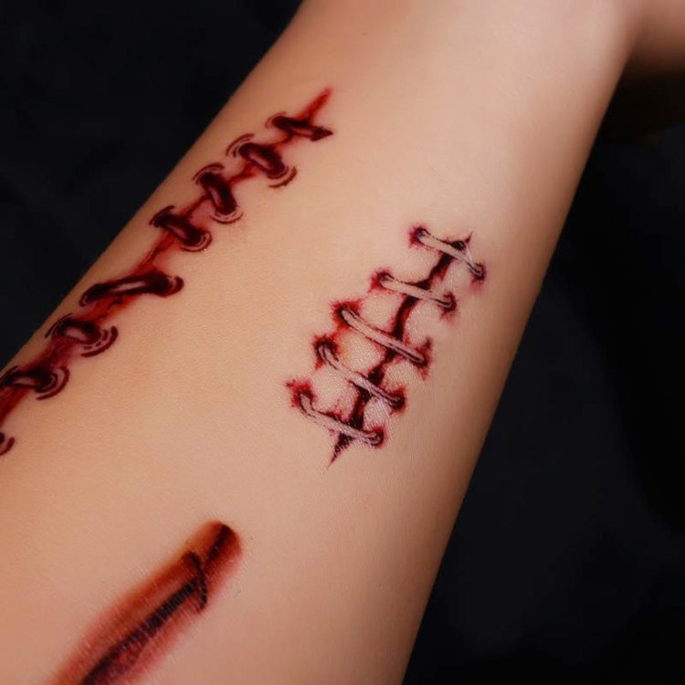 10pcs S-169 Halloween Terror Realistic Wound Injury Scar Temporary Tattoo Sticker