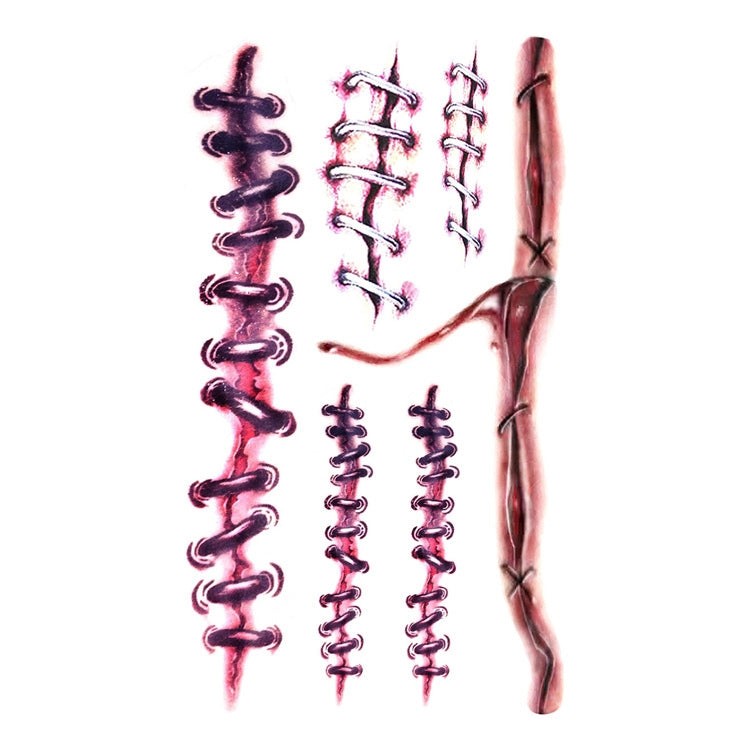 20pcs S-169 Halloween Terror Realistic Wound Injury Scar Temporary Tattoo Sticker