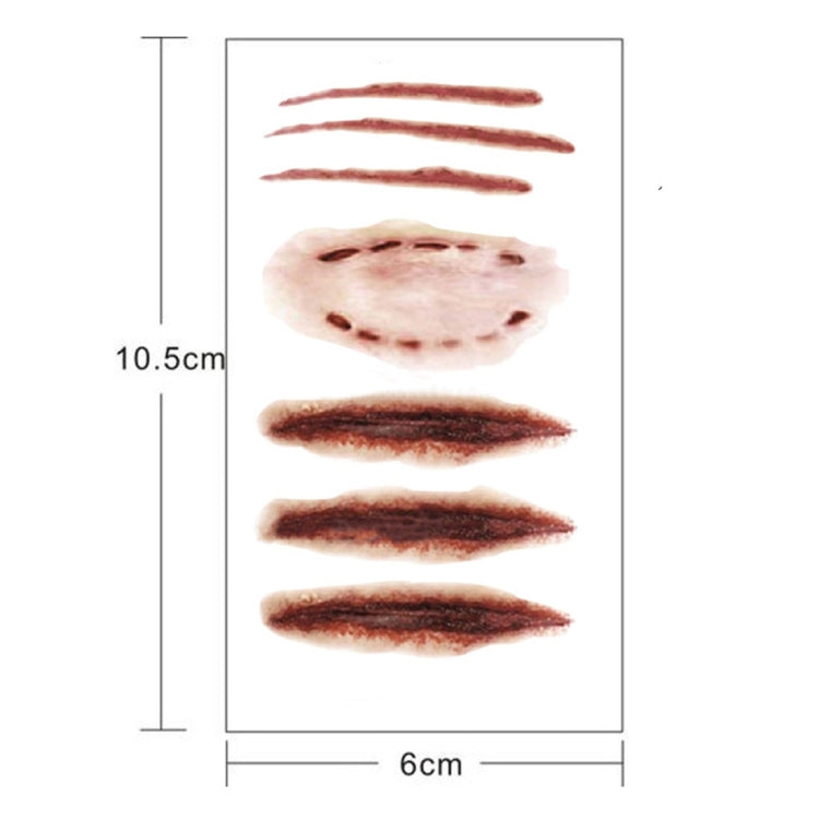 10pcs S-250 Halloween Terror Realistic Scratches Wound Injury Scar Temporary Tattoo Sticker