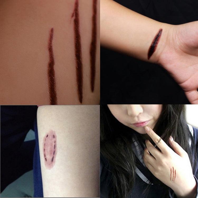 10pcs S-250 Halloween Terror Realistic Scratches Wound Injury Scar Temporary Tattoo Sticker