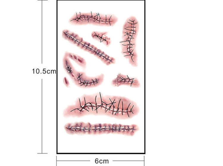 20pcs S-263 Halloween Terror Realistic Wound Injury Scar Temporary Tattoo Sticker