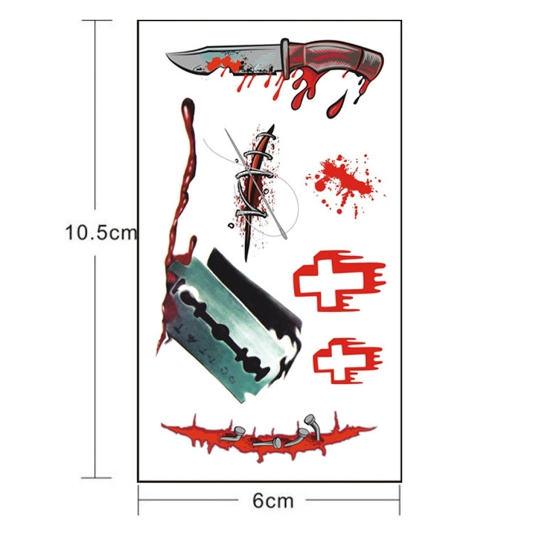 10pcs S-299 Halloween Terror Wound Realistic Blood Injury Scar Temporary Tattoo Sticker