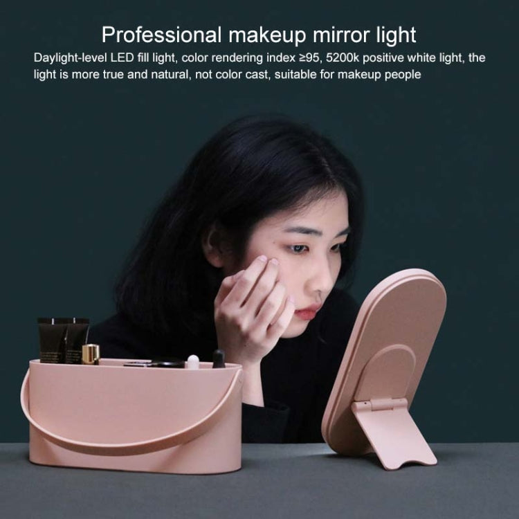 Portable Cosmetic Case Cosmetic Storage Box with Handle & Makeup Mirror & Table Lamp