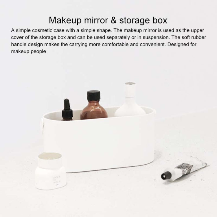 Portable Cosmetic Case Cosmetic Storage Box with Handle & Makeup Mirror & Table Lamp